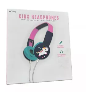 Vibe Kids Headphones Pink/Blue Unicorn Volume Limiting Technology Adjustable NEW - Picture 1 of 2