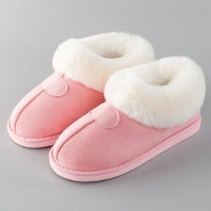 Womens Slippers Faux Ful Plush Slides Sewing Flat Indoor Casual Solid Warm Shoes