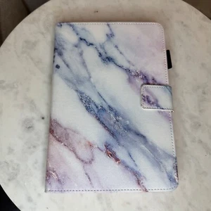 Marble Tablet Case Cover Pink Interior Magnetic Closure 9.5" x 6.5" - Picture 1 of 9