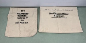 Vintage Federal Reserve Bank Money Coin Bag Canvas Size D & Westport Bank Bag - Picture 1 of 15