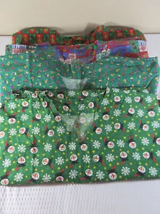 Lot of 4 Holiday Christmas Scrubs Women XL Handmade Snowman, Christmas trees - Picture 1 of 8