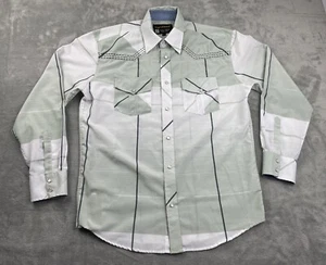 Liquid West Men's Large Pearl Snap Shirt Western Cowboy Long Sleeve Cotton Poly - Picture 1 of 11