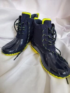 Tommy Hilfger Azul Marino Y Fluorescente Amarillo Verde Pato/Botas de Lluvia Talla 7  - Imagen 1 de 15