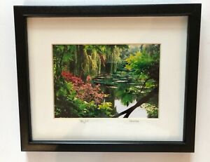 Signed Claude Taylor Framed Photograph Monet's Garden France Matted Art 11"x9"