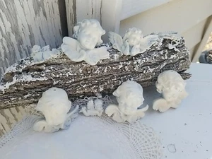 8 Lot Vintage Bisque White Angel Cherub Cherubs 1.5'2.5" Painted White Distress - Picture 1 of 8