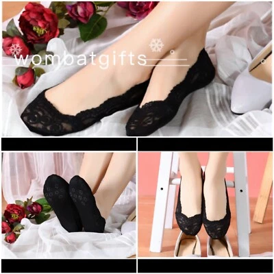 3 PARES CALCETINES MUJER ALGODÓN ENCAJE SILICONA ANTIDESLIZANTES INVISIBLES NO SHOW BARCO TALLA 2-8 Foto 1 de 4