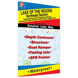 Mapa de pesca del noreste de Lake of the Woods (incl. Bahías Kenora/Bruja/Bigstone)-Q270 - Imagen 1 de 1