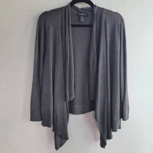 Silver grey open front long sleeved cardigan 3X flowy asymmetrical maximalist - Picture 1 of 7
