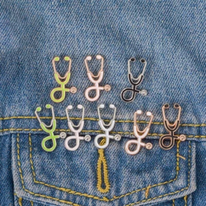 12Colors Brooch Metal Nurse Stethoscope Enamel Pin Jackets Jewelry Button Badge. - Picture 1 of 24
