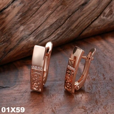 Luxus Ohrringe 585 Rolled Roségold überzogen mit CZ für Damen Geschenk - Bild 1 von 4