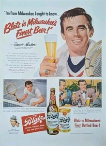 1950 vintage Blatz print ad. Milwaukee's finest beer, with Frank Parker - Picture 1 of 1