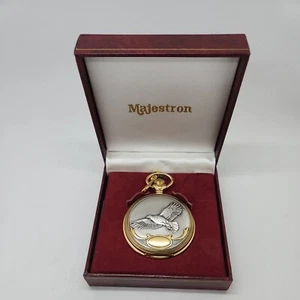 Vintage Swiss MAJESTI Silver & Gold Engravable 3D Embossed Eagle Pocket Watch - Picture 1 of 8