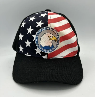 United States  America Flag & Eagle Black Hawk Joy Hat Adjustable Cap USA strap - Image 1 of 4