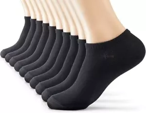 10pairs Womens Solid Black Ankle Socks Size 5-10 - Picture 1 of 6