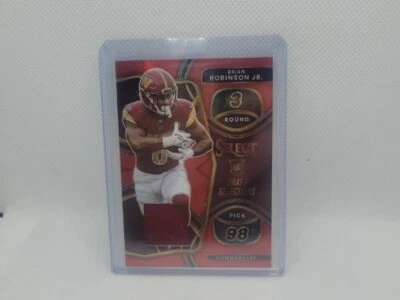 2022 Panini Select Brian Robinson Jr RC Draft Selections Patch Red Prizm Rookie - Image 1 of 3