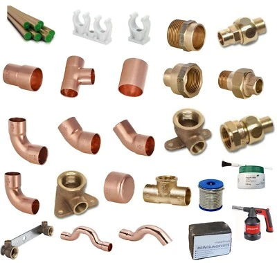 Lötfitting Deckenwinkel T-Stück Bogen Muffe Kappe 6 8 10 12 15 18 22 28 35mm