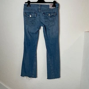 True Religion Damen JOEY Twisted Flare Jeans Größe 28 Made in USA Raw Hem Vintage - Bild 1 von 12