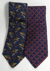 Brooks Brothers Irregular Red Geometric & Blue Bird 2 Silk Ties EUC - Imagen 1 de 4