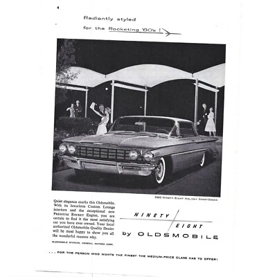 Ninety Eight Oldsmobile Rocket Engine Advertisement 1950s Vintage Print Ad 9 inc - Image 1 of 2