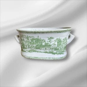 Chinoiserie Green & White Porcelain Foot Bath Basin  G Millennial  - Picture 1 of 3