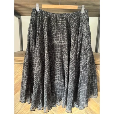 Lauren Ralph Lauren 100% Silk Midi Skirt Gray Snake Print 4 - Image 1 of 4
