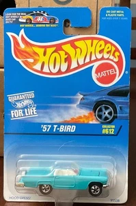 Hot Wheels 1997 tarjeta azul Aqua Teal 57 T-Bird Hood abre #612 - Imagen 1 de 2
