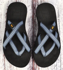Teva Olowahu Mush Sandals Women/s Size 5 Blue/Black Flip Flops Style 6840 - Picture 1 of 7