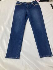 Chicos Jeans Womens 0 Blue Button Front Zip Fly Solid Print Belt Loops 5 Pockets