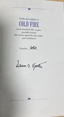 Cold Fire  Dean R. Koontz 1991 Putnam Signed Ltd 1st ed. #650/750 in Slipcase - Image 1 of 4
