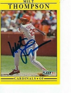 MILT THOMPSON SIGNED 1991 FLEER #649 - ST. LOUIS CARDINALS - Picture 1 of 1