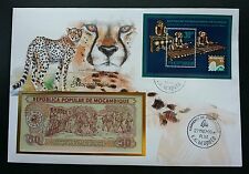 Mozambique Cheetah 1987 Animal Vida Silvestre Leopardo Gato Grande FDC (cubierta de billete rara)