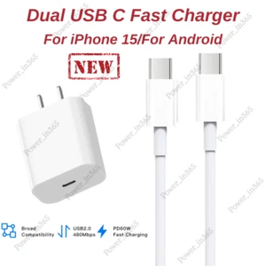 20W Power Adapter USB C Type C Cable Fast Charger For iPhone 15 16 Pro Max Plus - Picture 1 of 14