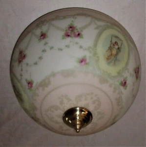 VTG 3 CAMEO FLUSH CHANDELIER CEILING FIXTURE 1970's GLASS SHADE W/ NEW HARDWARE - Picture 1 of 9