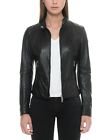 Leather Jacket Women S Black Size Womens Moto Motorcycle Biker Coat Slim Fit 36