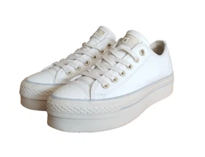 Converse Chuck Taylor Low Leather Women's Size 6.5 White Star OX Platform Lift - Picture 1 of 11