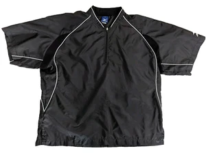 Mizuno Black Quarter Zip Short Sleeve Pullover Windbreaker Mens Medium Oversized - Picture 1 of 7