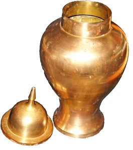 Vintage Ex- Large Solid Brass Lidded Temple Jar, Urn, Ginger Jar, India 16" x 7" - Picture 1 of 12