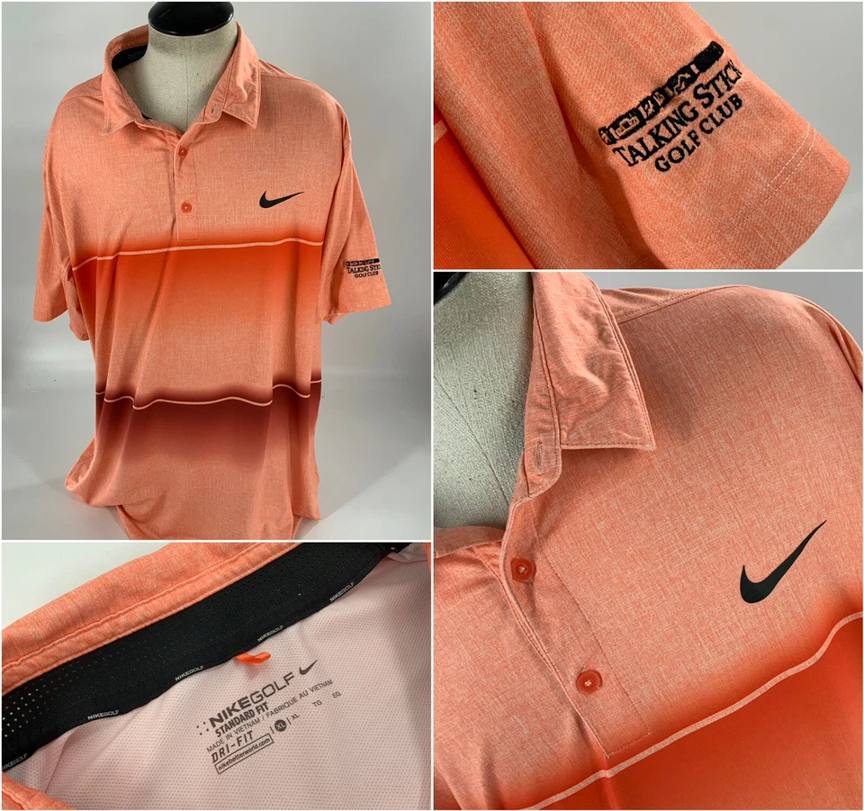 Nike Golf Dri-Fit Polo Para Hombre XL Naranja Poli Lycra Palo Parlante YGI A3-115 Foto 1 de 4