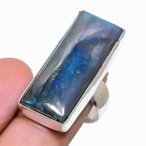 Natural Labradorite Gemstone 925 Sterling Silver Jewelry Ring Size 7 (US) - Picture 1 of 1