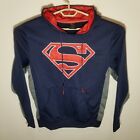 Superman Super Hero Hoodie Sweatshirt Pullover Mens Large Blue DC Comics Logo