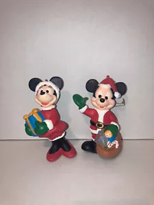 Vintage Walt Disney Co. Mickey Mouse Weihnachtsmann und Minnie Maus mit Weihnachtsgeschenk - Bild 1 von 8