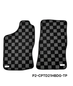 P2M Checkered Race Carpet Floor Mats Set for Nissan D21 Hardbody Pickup 89-94 - Picture 1 of 4