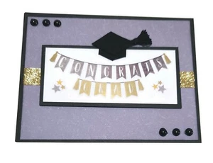GRADUATION Greeting Card - Congrats Grad Banner - Handmade A7 with Envelope - Picture 1 of 2