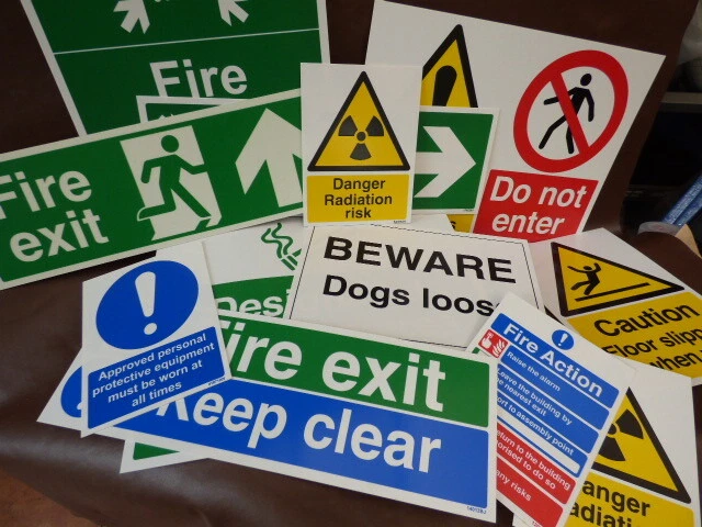 V-Safety 1mm Rigid Plastic Warning Caution Signs Floor Slippery Fire Exit & more - Image 1 of 1