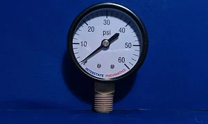Air Compressor Pressure Gauge 1/4" Brass NPT Bottom Mount 60 PSI 2" Black Case - Picture 1 of 4
