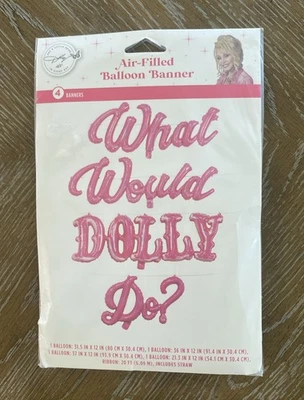 Dolly Parton "What Would Dolly Do?" Pink Party Air Fill Balloons Banner - Image 1 of 4