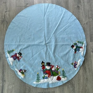 Vintage Filz Pailletten Applikation Schneemann Weihnachtsbaum Rock 42" Bucilla? Fertig - Bild 1 von 13