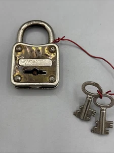 1920s Vintage Gasskow 2 Touren Padlock With Original Keys Working Condition - Foto 1 di 3