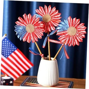 3 Pcs 4th of July Patriotic Flowers Artificial Independence Day Red White Blue - Picture 1 of 7