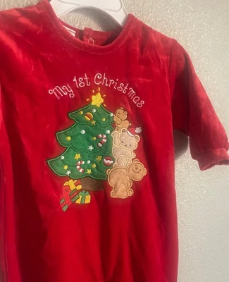 Mameluco Vintage Avon Navidad Bebé Terciopelo Rojo Una Pieza Bebé Navidad Bebé 3M Foto 1 de 4